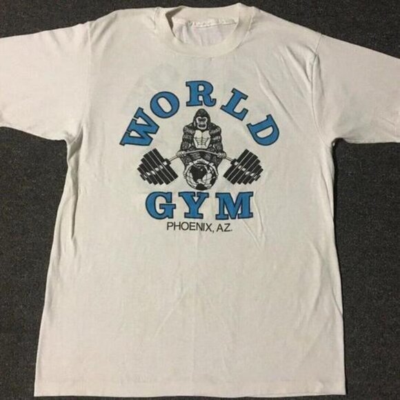 Gildan Other - 80s World Gym Phoenix Bodybuilding Shirt Retro, White, S - 3XL